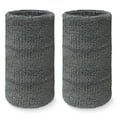 thumbnail image 1 of COUVER 6 inch Extra Long Thick Sports Wristband / Sweatband, Charcoal (2 Piece), 1 of 8