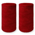 thumbnail image 1 of COUVER 6 inch Extra Long Thick Sports Wristband / Sweatband, DARK RED (2 Piece), 1 of 8