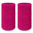 thumbnail image 1 of COUVER 6 inch Extra Long Thick Sports Wristband / Sweatband, HOT PINK (2 Piece), 1 of 8