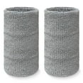 thumbnail image 1 of COUVER 6 inch Extra Long Thick Sports Wristband / Sweatband, LIGHT GRAY (2 Piece), 1 of 8