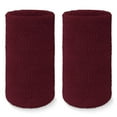 thumbnail image 1 of COUVER 6 inch Extra Long Thick Sports Wristband / Sweatband, MAROON (2 Piece), 1 of 8