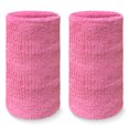thumbnail image 1 of COUVER 6 inch Extra Long Thick Sports Wristband / Sweatband, PINK (2 Piece), 1 of 8