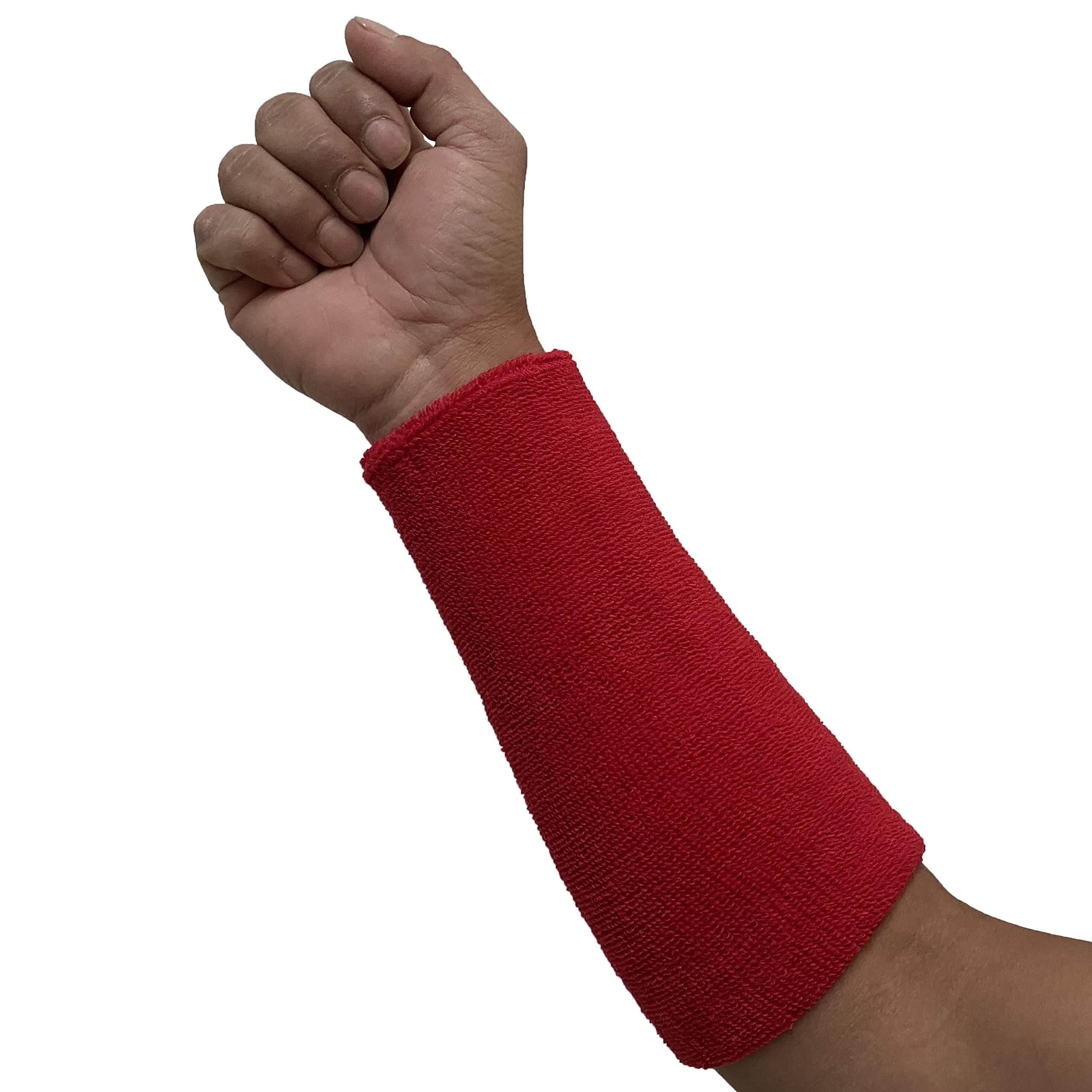 COUVER 9 inch Extra Long Thick Sports Wristband / Sweatband, RED