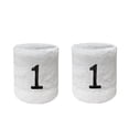 thumbnail image 1 of COUVER Basketball Star White Wristband with Black Number 1, 4 Inch, 1 Pair, 1 of 7
