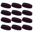 thumbnail image 1 of COUVER Black Striped Terry Cloth 2 Colors Sweat Headbands, 12PCS Bulk Set, Black/Purple/Black, 1 of 7