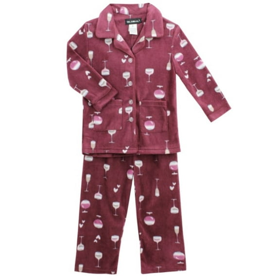 COUVER Boy's Girl's Hooded Fleece Pajama Jumpsuit, WINE, Size 14, 1 Set
