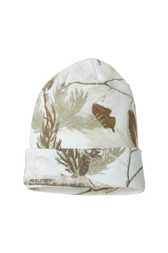 Camouflage Hunting Knit Cap with Acrylic Lining, Cotton Blend, 12 inch, White Realtree AP