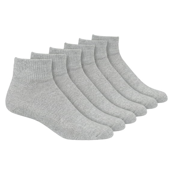 COUVER Cotton Non-Binding Ankle Socks, Cushion Sole 6 Pack, Light Gray, Size 9-11
