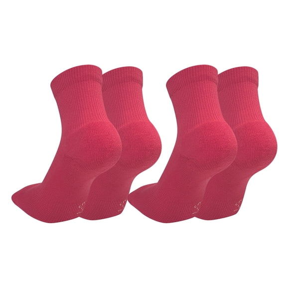 COUVER Cushioned Athletic Crew Socks 2 Pairs, Bright Pink, Medium