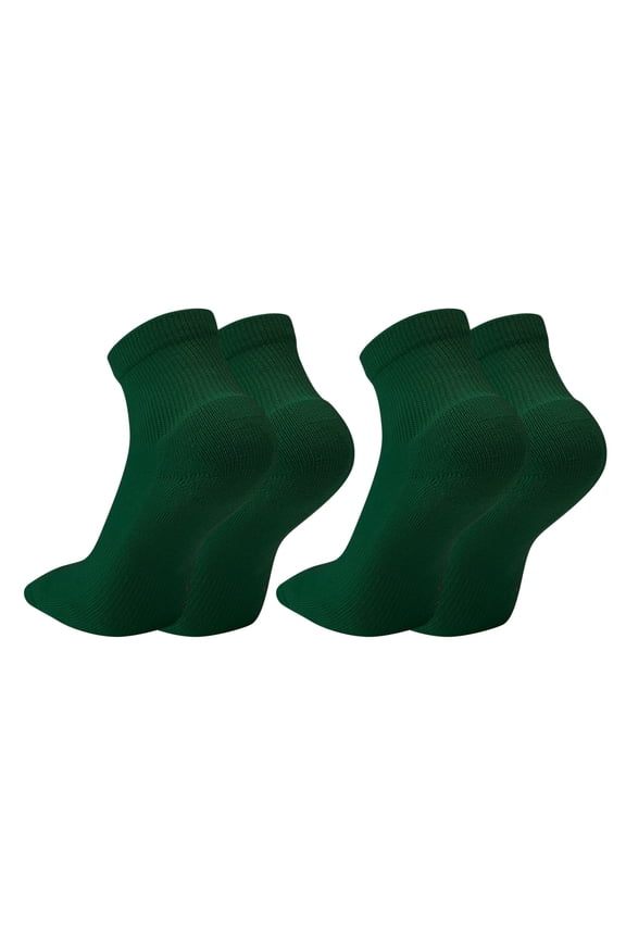 Cushioned Athletic Crew Socks 2 Pairs, Dark Green, Small