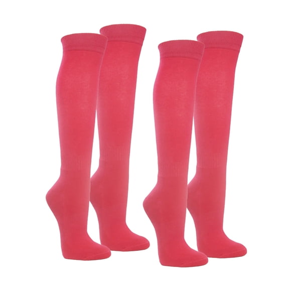 COUVER Cushioned Athletic Knee High Sports Socks Bright Pink 2 Pairs Size Large (Mens)