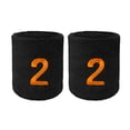 thumbnail image 1 of COUVER Embroidered Orange Number 2 Black Terry Cotton Athletic Wristbands 1 Pair (Mens), 1 of 6