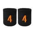 thumbnail image 1 of COUVER Embroidered Orange Number 4 Black Terry Cotton Athletic Wristbands 1 Pair (Mens), 1 of 11