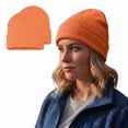 thumbnail image 1 of COUVER Everyday Soft Knit Beanie 2-Pack, Classic Warm Winter Hat, 12 inch Cuffed, Heather Orange, 1 of 6