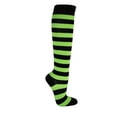 thumbnail image 1 of COUVER Women 1" Stripe Fashion Costume Knee High Socks, Black / Bright Lime Green, 1 Pair, 9-11, 1 of 8