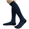 thumbnail image 1 of COUVER Women 0.5" Stripe Fashion Costume Knee High Socks, Black / Blue, 1 Pair, 9-11, 1 of 6