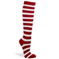 thumbnail image 1 of COUVER Women 0.5" Stripe Fashion Costume Knee High Socks, Red / White, 1 Pair, 9-11, 1 of 6