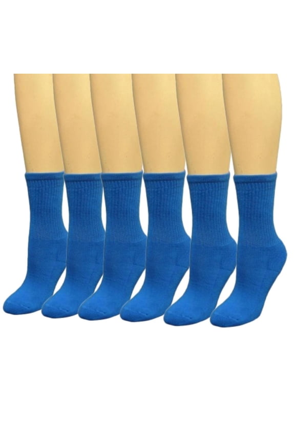 Kids Child Youth Midcalf Softball Baseball Socks, Blue, 6 Pairs Set
