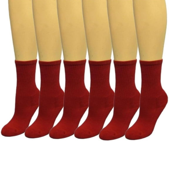 COUVER Kids Child Youth Midcalf Softball Baseball Socks, Dark Red, 6 Pairs Set