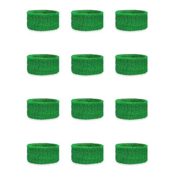 COUVER Kids Children 1 Inch - Solid/Plain Cotton Terry Cloth Wristband (12 Pieces)