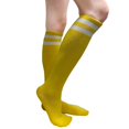 thumbnail image 1 of COUVER Women's Cotton 2 Striped Knee High Fashion Tube Socks, Bright Yellow / White, 1 Pair, 1 of 9