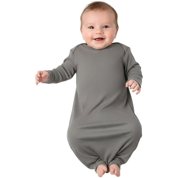 COUVER Long Sleeve Ribbed Cotton Sleeper Layette Titanium (Infant)