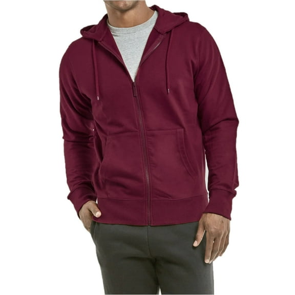 COUVER Men's Active Casual Cotton Terry Zipper Hoodie, Burgundy M, 1 Count, 1 Pack