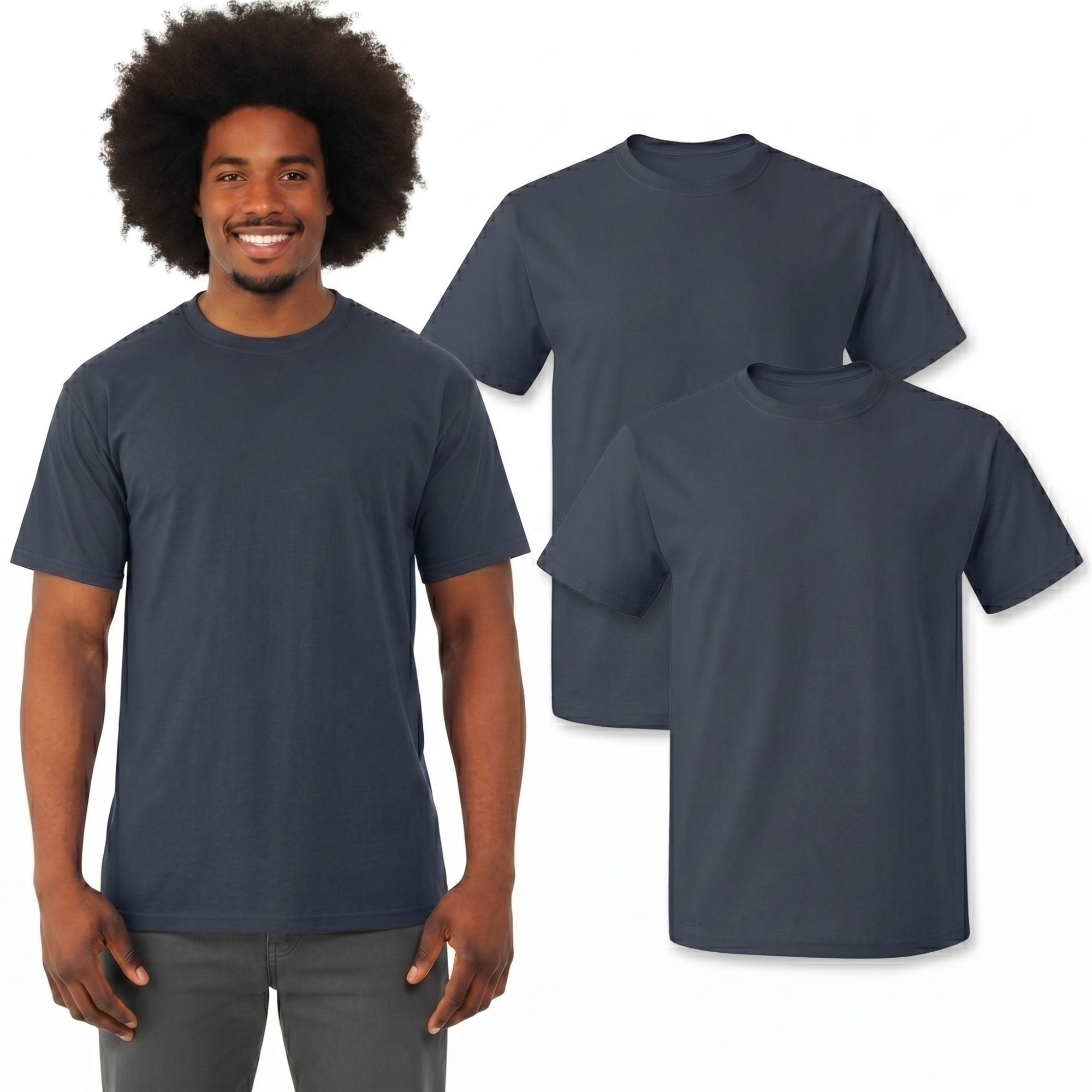 COUVER Men's Durable High Density Cotton Heavyweight T Shirt J. Navy ...