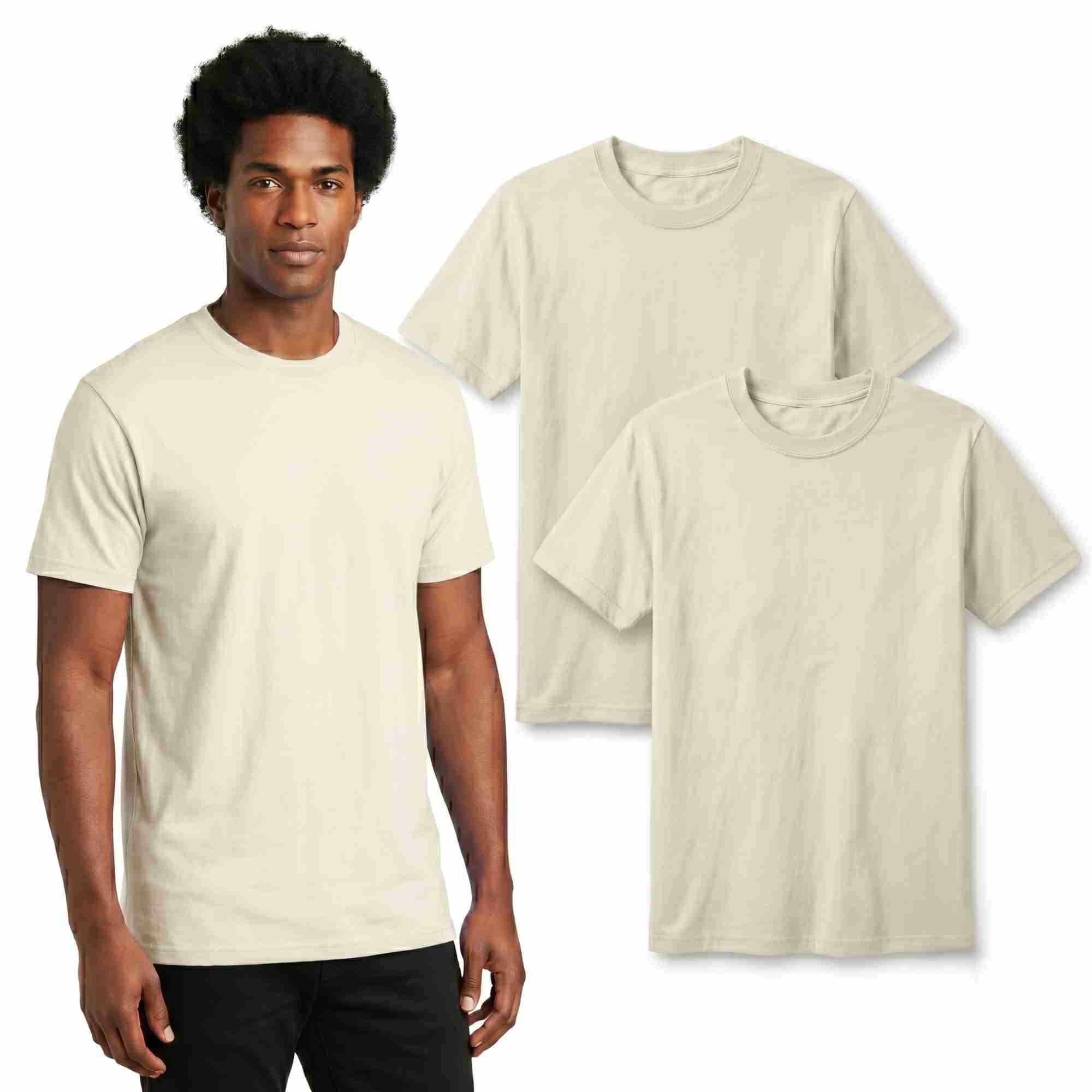 COUVER Men's Durable High Density Cotton Heavyweight T Shirt Natural ...