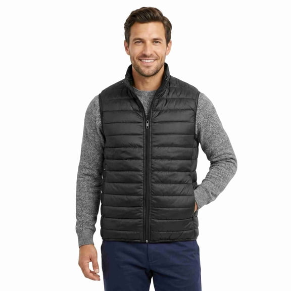 COUVER Men's Lightweight Full Zip Puffer Vest New Black Medium