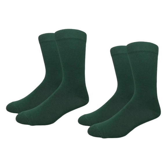 COUVER Mens Classic Cotton Solid Plain Crew Dress Socks Forest 2 Pairs Size 8-13 (Mens)