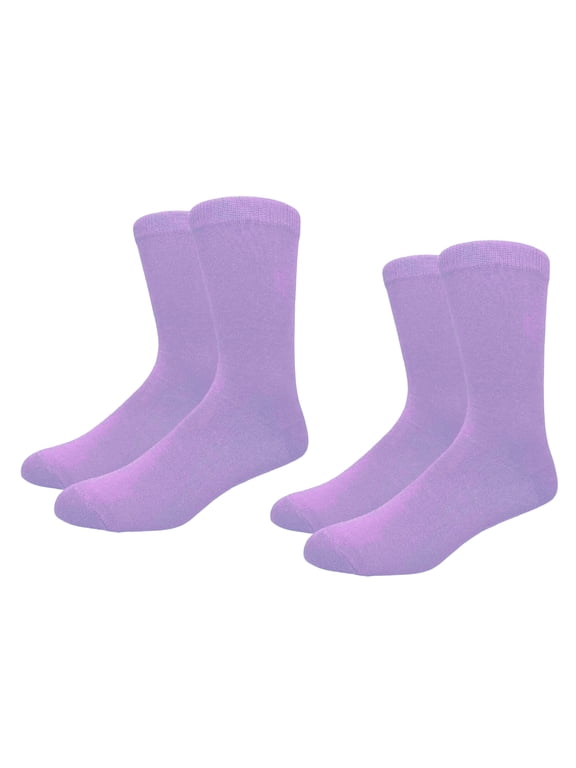 Mens Classic Cotton Solid Plain Crew Dress Socks Lavender 2 Pairs Size 8-13 (Mens)
