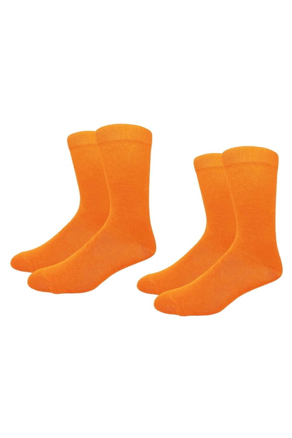 Mens Classic Cotton Solid Plain Crew Dress Socks Light Orange 2 Pairs Size 8-13 (Mens)