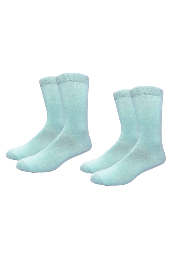 Mens Classic Cotton Solid Plain Crew Dress Socks Light Sky Blue 2 Pairs Size 8-13 (Mens)