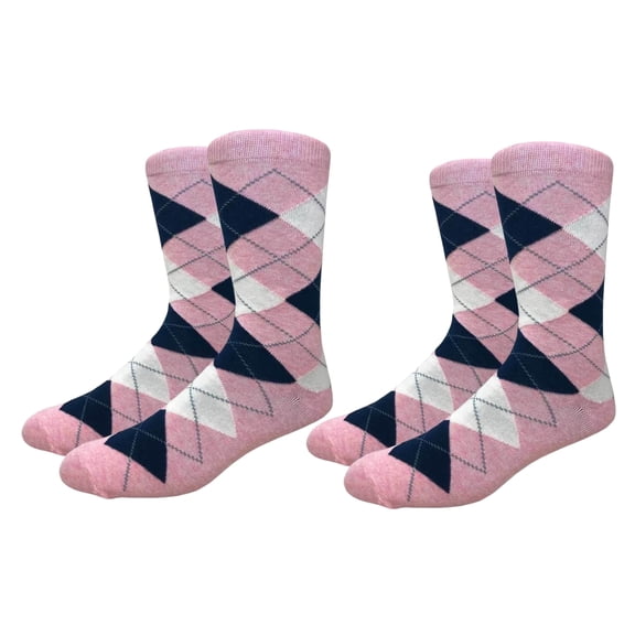 COUVER Mens Cotton Argyle Crew Dress Socks Light Blue Gray Navy 2 Pairs Size 8-13 (Mens)