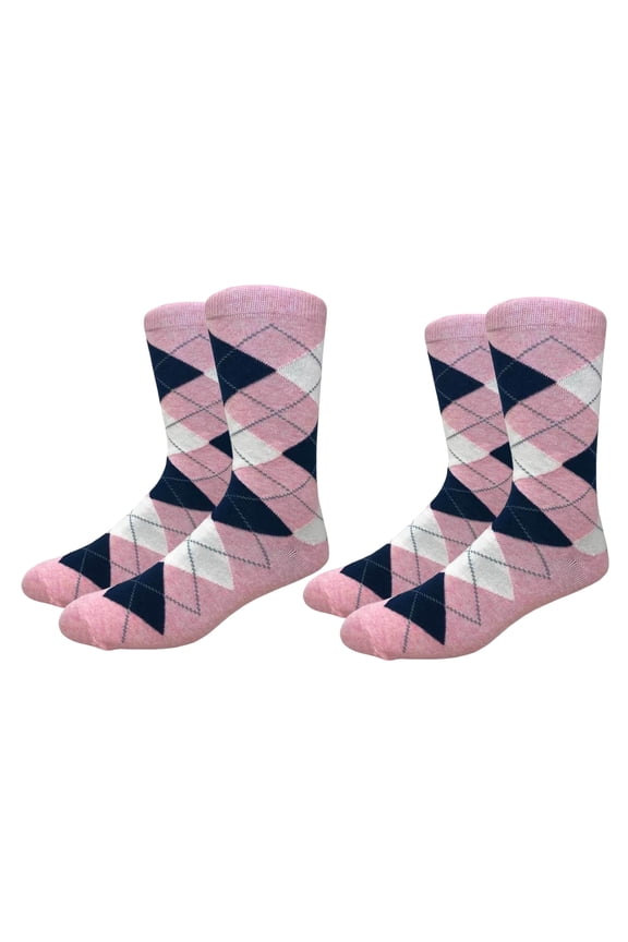 Mens Cotton Argyle Crew Dress Socks Light Blue Gray Navy 2 Pairs Size 8-13 (Mens)