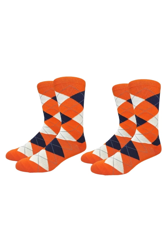 Mens Cotton Argyle Crew Dress Socks Purple Gray White 2 Pairs Size 8-13 (Mens)