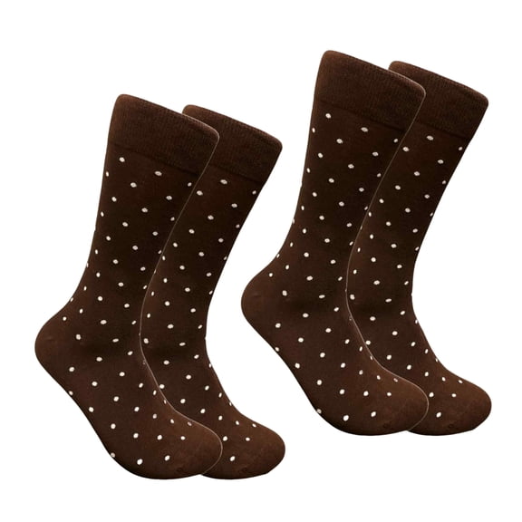 COUVER Mens Cotton Polka Dot Crew Dress Socks Burgundy White 2 Pairs Size 10-13 (Mens)