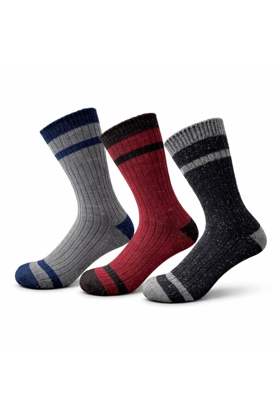 Mens Plain Rib Knit Novelty Crew Socks 3 Pack Size 10-13 (Mens)