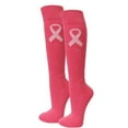 thumbnail image 1 of COUVER Pink Breast Cancer Awareness Sports Knee Socks, Plain, Bright Pink/Ribbon, Large, 1 Pair, 1 of 8