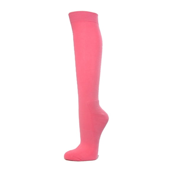 COUVER Pink Breast Cancer Awareness Sports Knee Socks, Plain, Pink, Large, 1 Pair