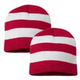 thumbnail image 1 of COUVER Red White Striped Beanie Hat 8 inch for Costume or Winter, 2PCs Set, 1 of 8