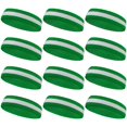thumbnail image 1 of COUVER Sports White Striped Terry Cloth 2 Colors Head Sweatband, 12PCS Bulk Set, Bright Green/White/Bright Green, 1 of 7