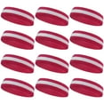 thumbnail image 1 of COUVER Sports White Striped Terry Cloth 2 Colors Head Sweatband, 12PCS Bulk Set, Hot Pink/White/Hot Pink, 1 of 7