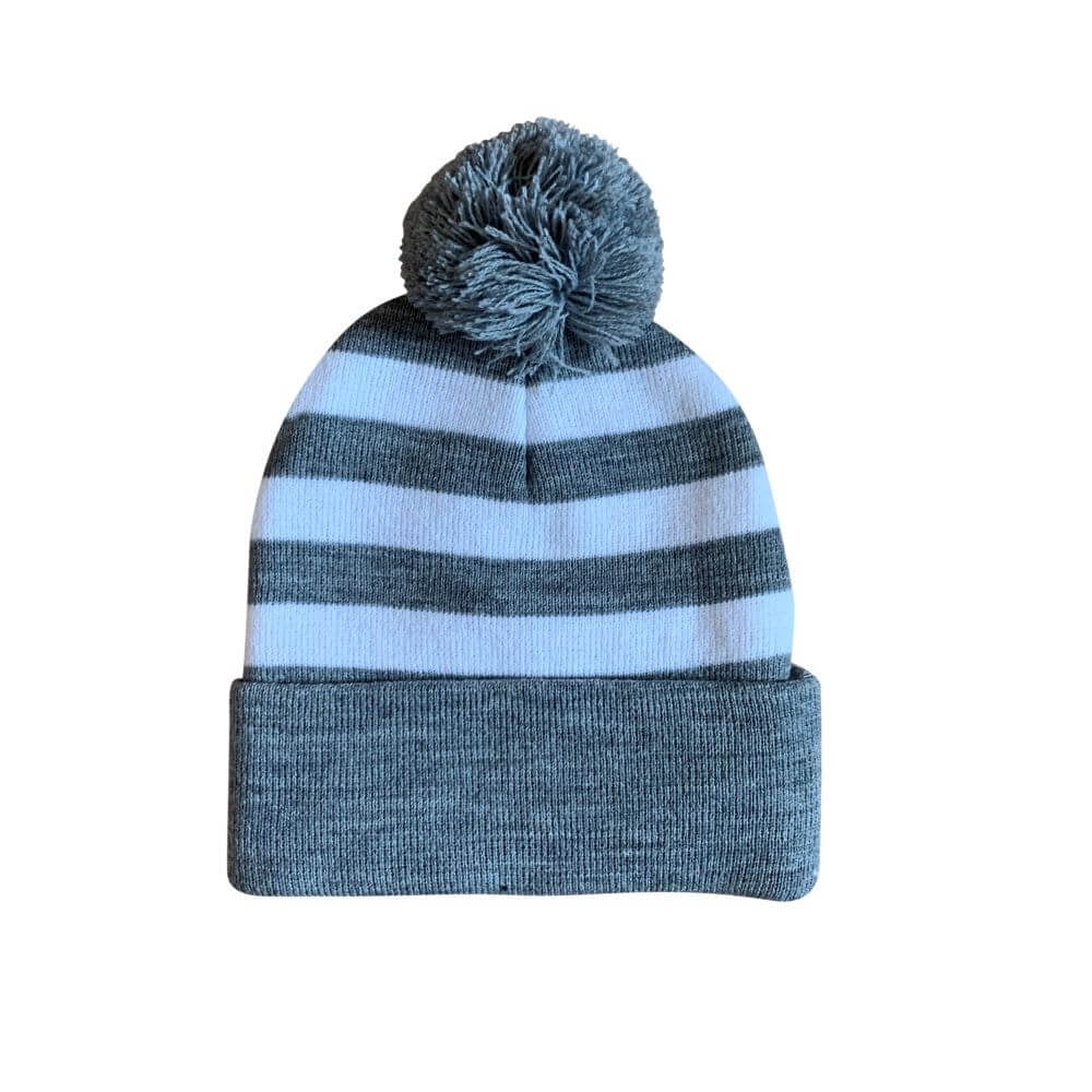 COUVER Striped Knit Warm Beanie with or without Pom Pom Winter