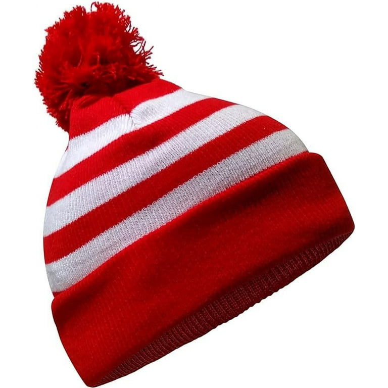 Bobble Hat White with Red Pom Pom Bobble Hat White with Red Pom Pom