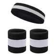 thumbnail image 1 of COUVER Sweatband Set Sports Headband Wristband Set Terry Cloth Moisture Wicking Sweat Absorbing Wrist Sweatbands Head Sweatband, White/Black, 1 of 9