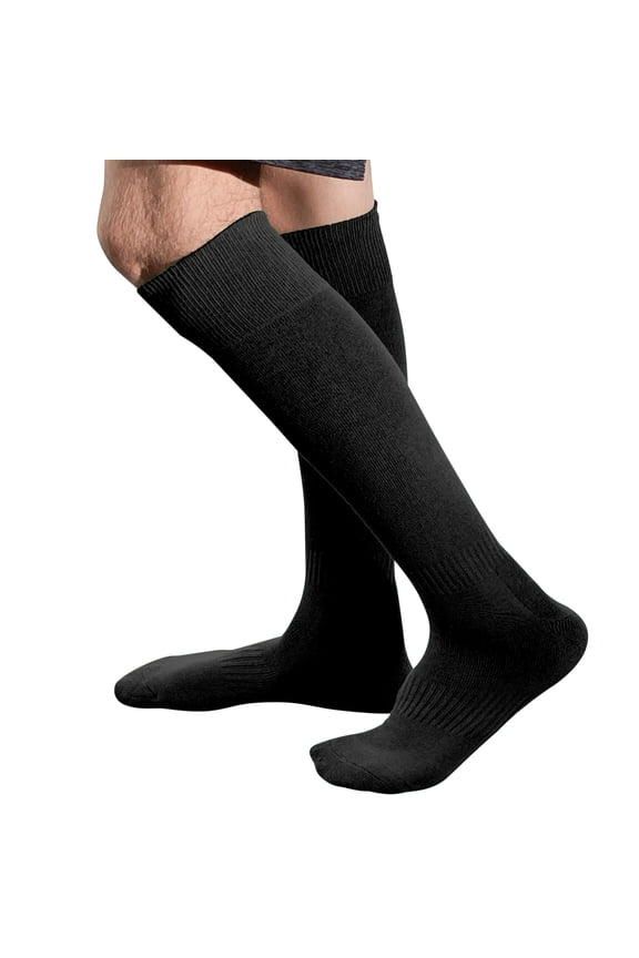 Toe, Sole & Heel Cushioned Adult/Youth Athletic Hockey, Softball, Volleyball, Lacrosse, Any Sports Knee High Socks, BLACK, Small