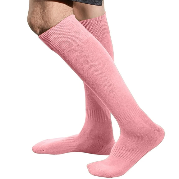 COUVER Toe, Sole & Heel Cushioned Adult/Youth Athletic Hockey, Softball, Volleyball, Lacrosse, Any Sports Knee High Cushioned-Bottom Socks, PINK, Medium