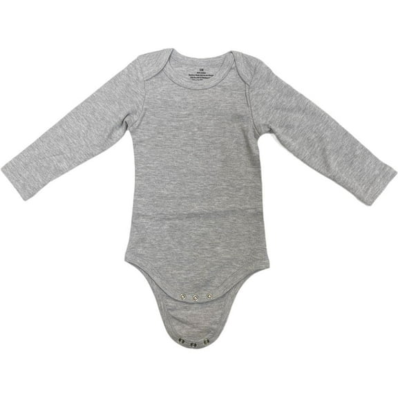 COUVER Unisex Baby Infant Toddler Long Sleeve Lap Shoulder Solid color Bodysuit Onesie, Heather Gray, 12M